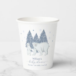 Vasos De Papel Winter Woodland Forest Polar Bear Baby Shower 