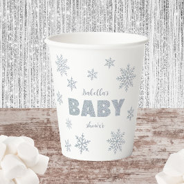 Vasos De Papel Winter Woodland Snow Wonderland Silver Baby Shower