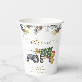Vasos De Papel Winter X'mas Tree Tractor Bear Baby Shower Welcome