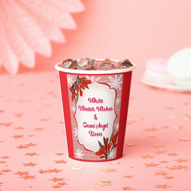 Vasos De Papel Winterberry White Winter Wiers Kisses de Angel de  (in situ)