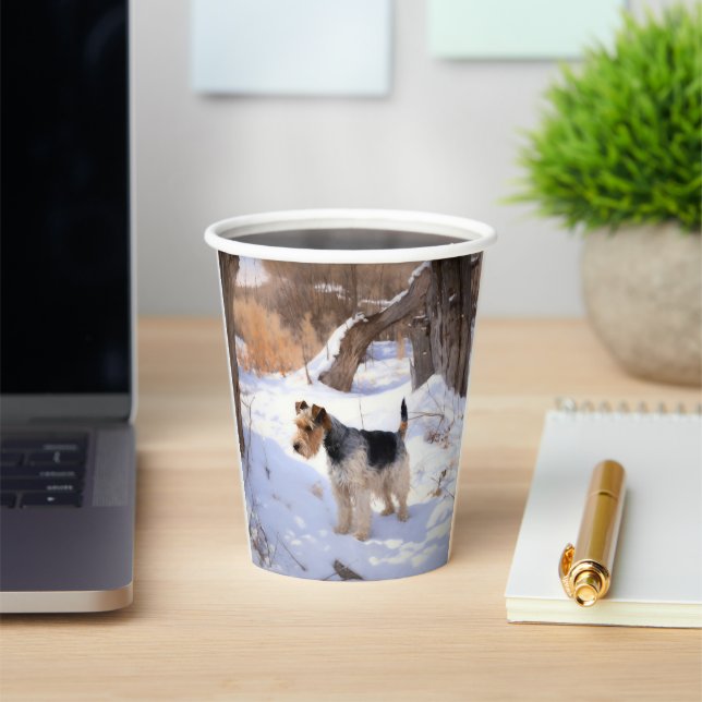 Vasos De Papel Wire Fox Terrier Deja que nieve Navidad  (in situ)