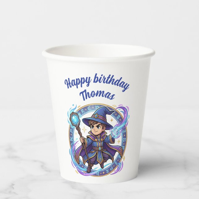 Vasos De Papel Wizard Mage Magic Anime Chibi Gamer Birthday (Anverso)