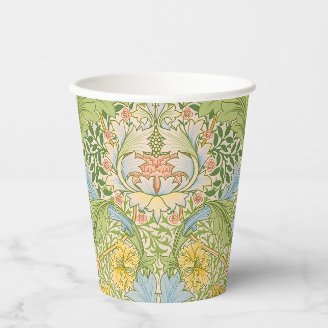Vasos De Papel Wm Morris Myrtle Floral Arte Nouveau Pastel (Anverso)