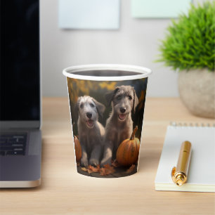Vasos De Papel Wolfhound Puppy Calabaza deslumbrante de otoño