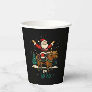 Vasos De Papel Womens Xmas Tree Lighting Santa Riding Highland Co