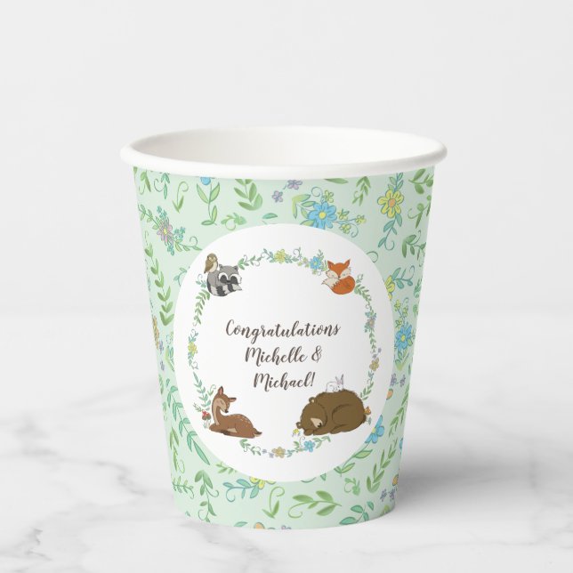 Vasos De Papel Woodland Animal Baby Shower (Anverso)