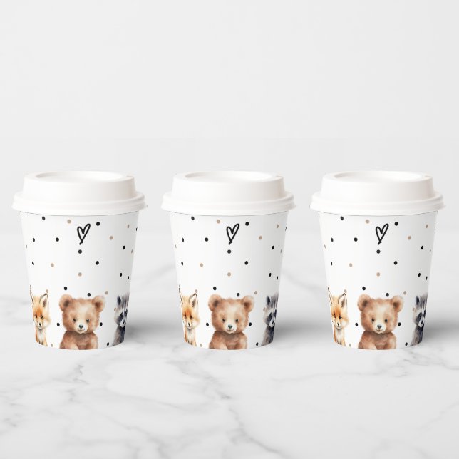 Vasos De Papel Woodland Animals Baby Shower moderno (Multi)
