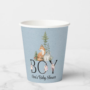 Vasos De Papel Woodland Animals Boy Baby Shower