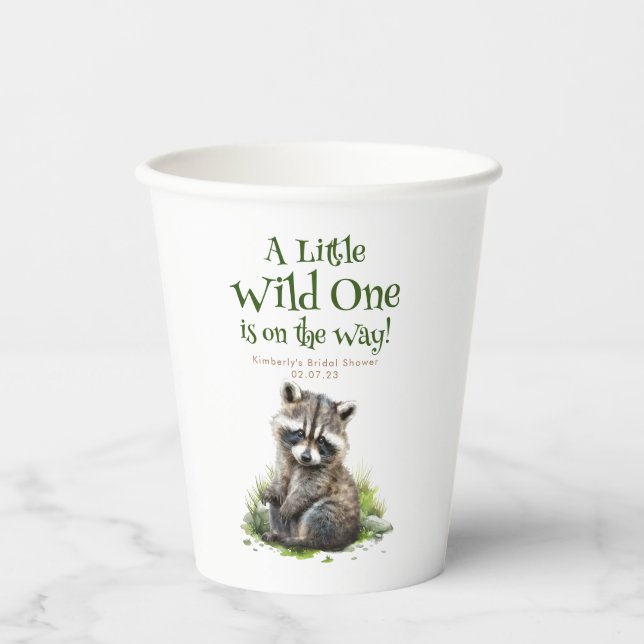 Vasos De Papel Woodland Animals Cute Raccoon Baby Shower (Anverso)