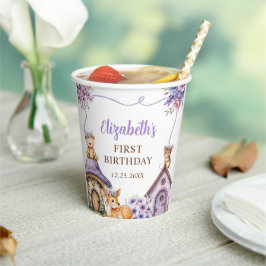 Vasos De Papel Woodland Animals Girl 1st Birthday Party