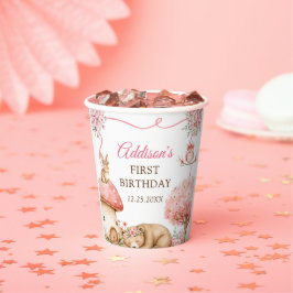 Vasos De Papel Woodland Animals Girl 1st Birthday Party