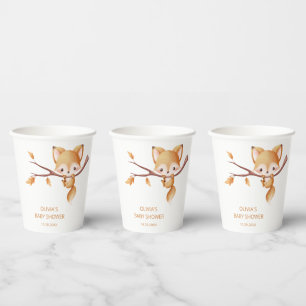 Vasos De Papel Woodland Autumn Baby Fox Baby Shower
