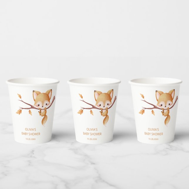 Vasos De Papel Woodland Autumn Baby Fox Baby Shower (Multi)