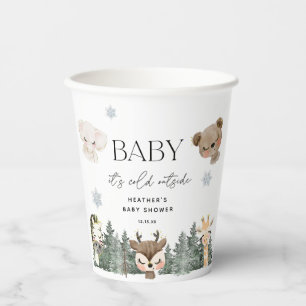 Vasos De Papel Woodland Baby It's Cold fuera de Baby Shower