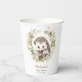 Vasos De Papel Woodland Baby Shower con Cute Hedgehog