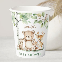 Vasos De Papel Woodland Baby Shower Cute Forest Animals