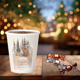 Vasos De Papel Woodland Bear |Animales Bearly Wait Boy Baby Showe