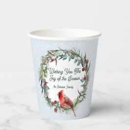 Vasos De Papel Woodland Christmas Wreath, Cardinal, Snowflakes