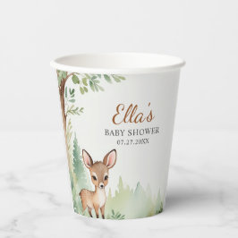 Vasos De Papel Woodland Deer Forest Neutral Baby Shower 