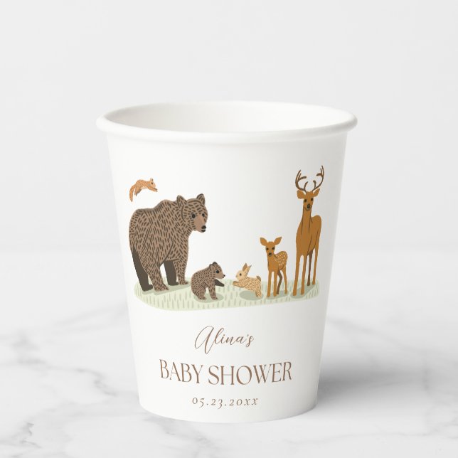 Vasos De Papel Woodland Forest Animals Baby Shower (Anverso)