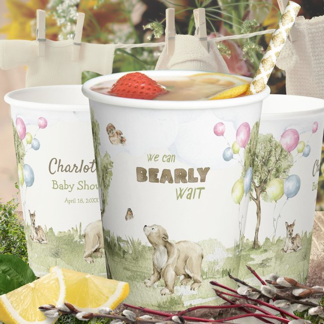 Vasos De Papel Woodland Forest Bearly Wait Baby Shower (Woodland Fore  Bearly Wait Baby Shower Paper Cups ©Susanne Sachers - Sunny Mind 🌞)