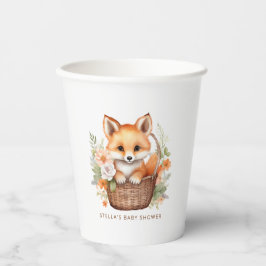 Vasos De Papel Woodland Fox Baby Shower Personalized Party
