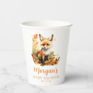 Vasos De Papel Woodland Fox Cute Baby Shower