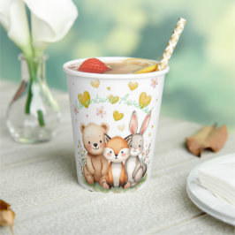 Vasos De Papel Woodland Neutral Party Pastel Yellow Hearts 