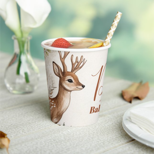 Vasos De Papel Woodland Oh Deer Theme Baby Shower (in situ)