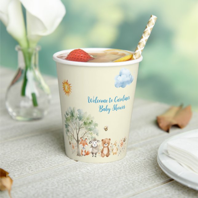 Vasos De Papel Woodland Wildlife Animales Baby Shower Paper cup (in situ)