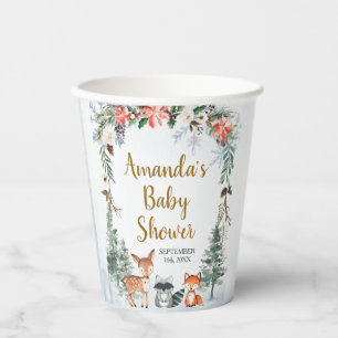 Vasos De Papel Woodland Winter Animal Forest Baby Shower