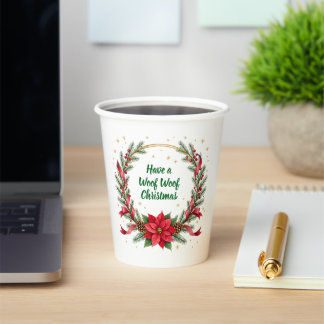 Vasos De Papel Woof Woof Christmas Paper Cup - Customizable Text 