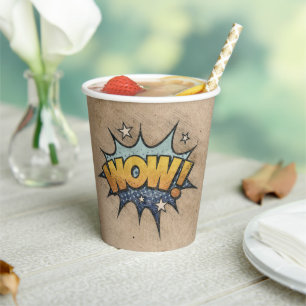 Vasos De Papel WOW! Historieta vintage libro Steampunk Pop Art