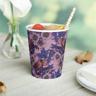 Vasos De Papel Wren y hellebore, rosa y violeta