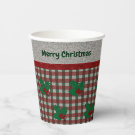 Vasos De Papel Xmas Gingham de los años 1940 - Personalizado