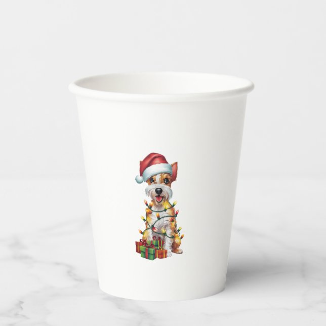 Vasos De Papel Xmas iluminando a Navidades de perros de Santa Sil (Anverso)