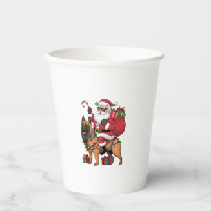 Vasos De Papel Xmas Iluminando Santa Riding Pastor Alemán Chr