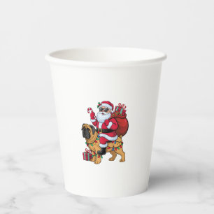 Vasos De Papel Xmas Luces Graciosa Santa Riding Perro malvado ing