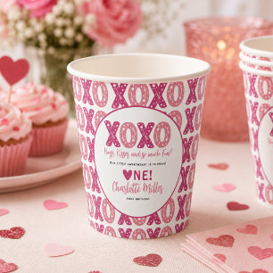 Vasos De Papel XOXO Abrazos y Besos Cumpleaños 1er Día de San Val