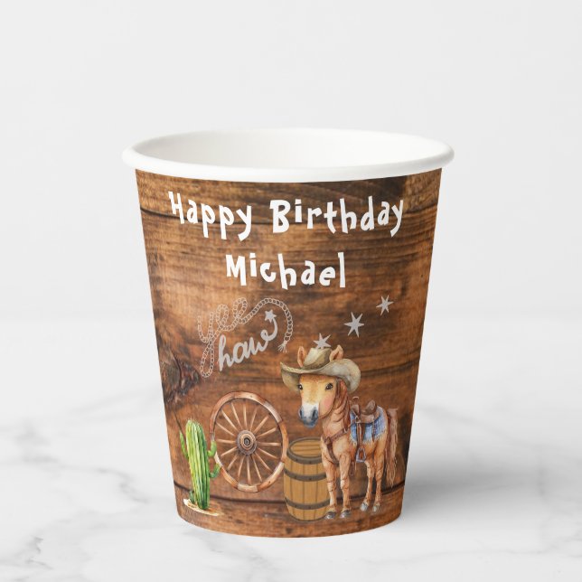 Vasos De Papel Yee Haw Cowboy Rodeo Saddam Up Paper cup (Anverso)