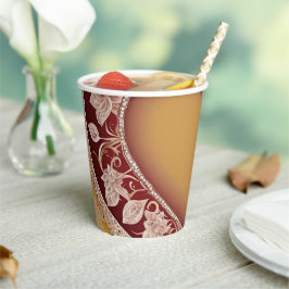 Vasos De Papel Yellow and red floral patterns AI art