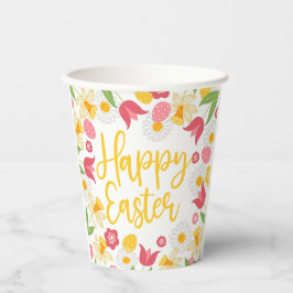 Vasos De Papel Yellow and Red Spring Floral Easter Brunch