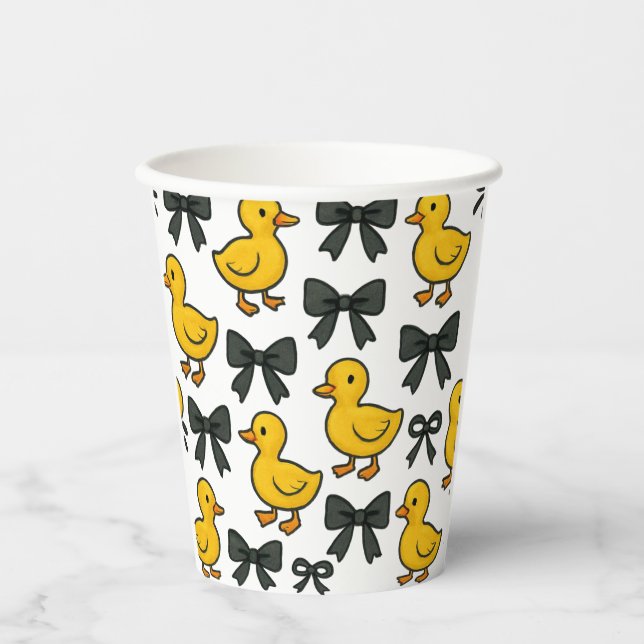 Vasos De Papel Yellow Ducks & Bows Party Paper Cup (Anverso)