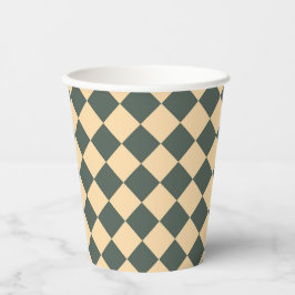Vasos De Papel Yellow Green Checker Diamond Pattern