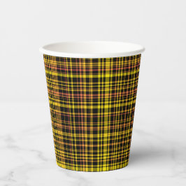Vasos De Papel Yellow Orange Black Plaid Pattern