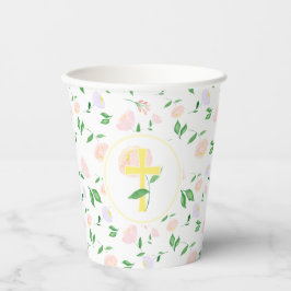 Vasos De Papel Yellow Pink Floral Cross