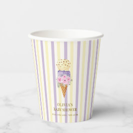 Vasos De Papel Yellow Purple Flower Scoop Ice Crema Baby Shower