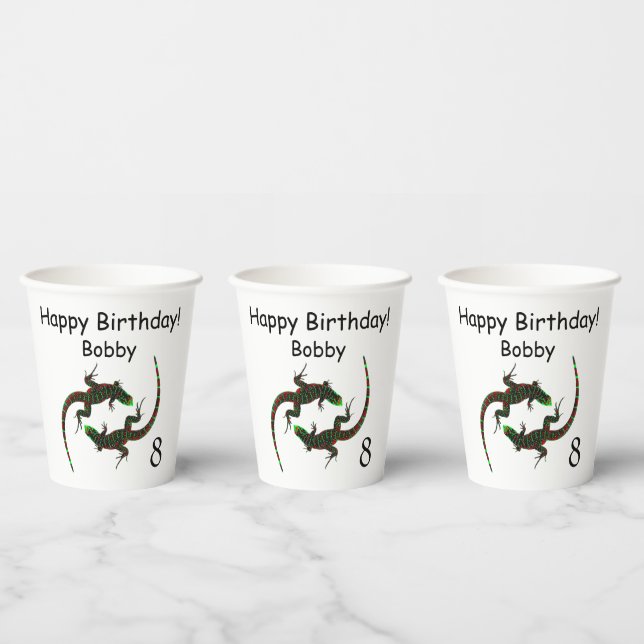 Vasos De Papel Yin Yang Lizards Age Birday (Multi)