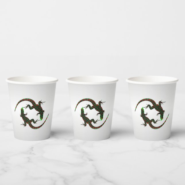 Vasos De Papel Yin Yang Lizards Silver (Multi)