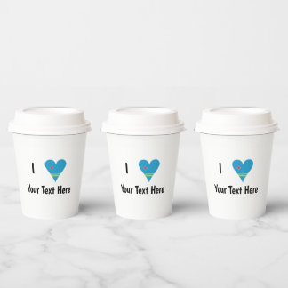 Vasos De Papel Yo ( Corazón de la Bandera de Aruba Amor) Tu Texto